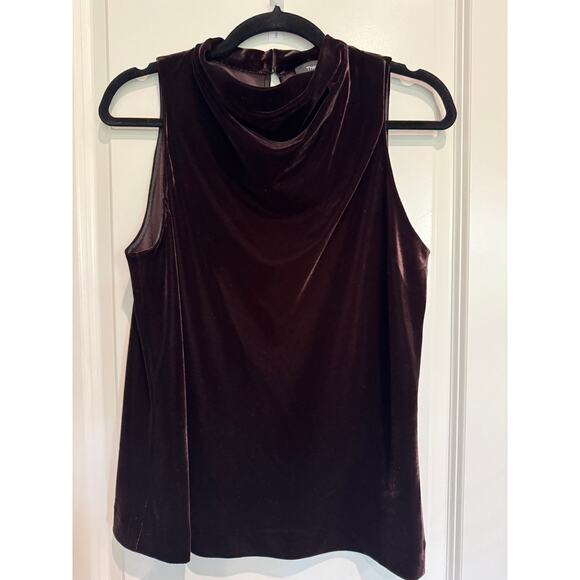 MSRP $325 | NWT Theory High Cowl Top Chocolate Brown Velvet Size M SAME DAY SHIP - Picture 3 of 6